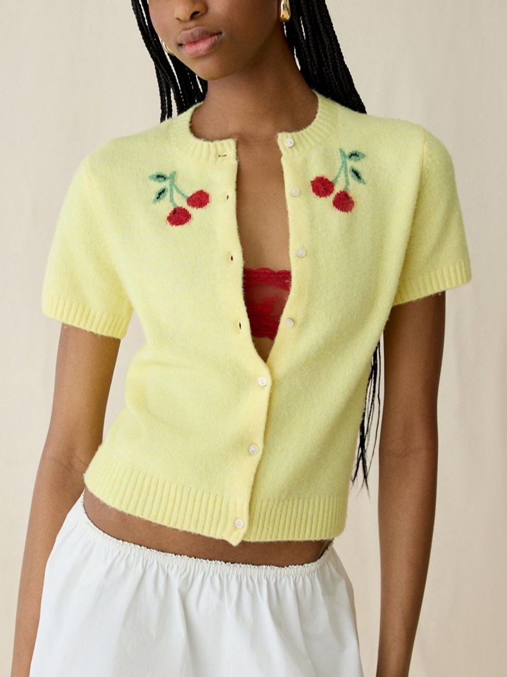 Kimchi Blue Rachel Cherry Land Short
Sleeve Cardigan
